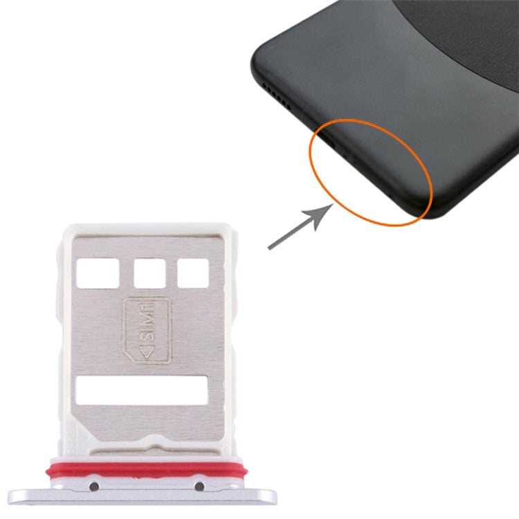 For Huawei Mate 60 SIM Card Tray Holder Replacement Part (without Logo) - Silver