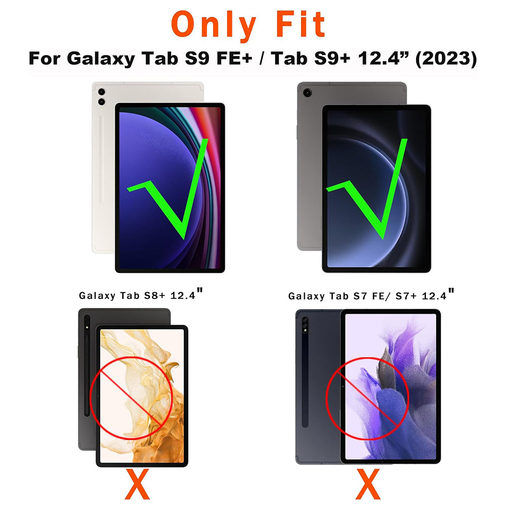 For Samsung Galaxy Tab S9+ / S9 FE+ Detachable Bluetooth Touchpad Keyboard Cover with S Pen Holder - Black