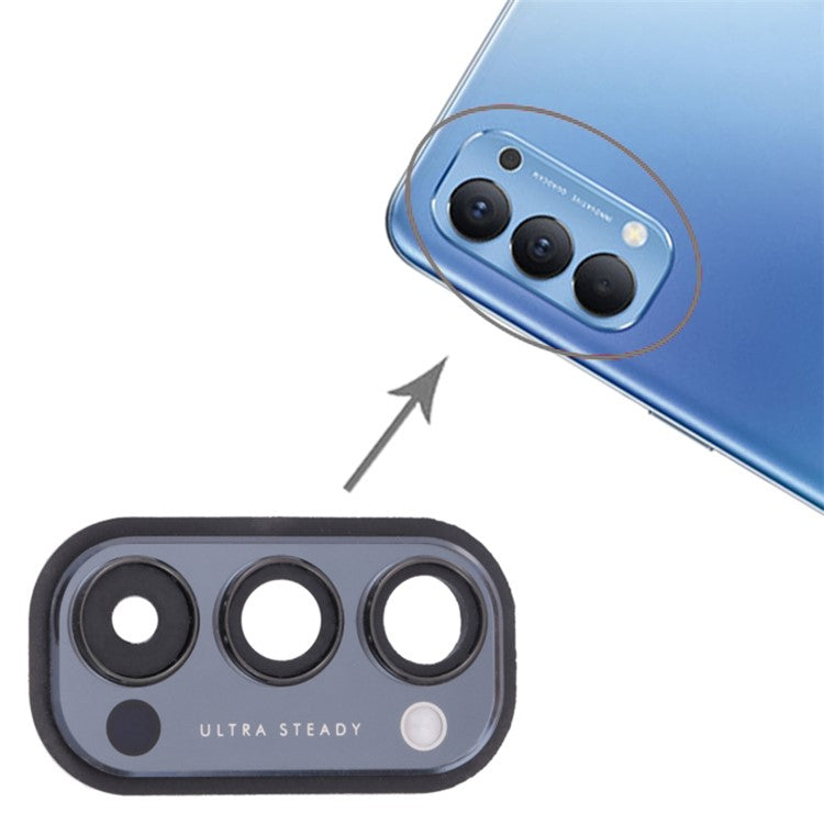 OEM Back Camera Lens Holder Cover with Glass Part (without Logo) for Oppo Reno4 5G PDPM00/PDPT00/CPH2091 - Black