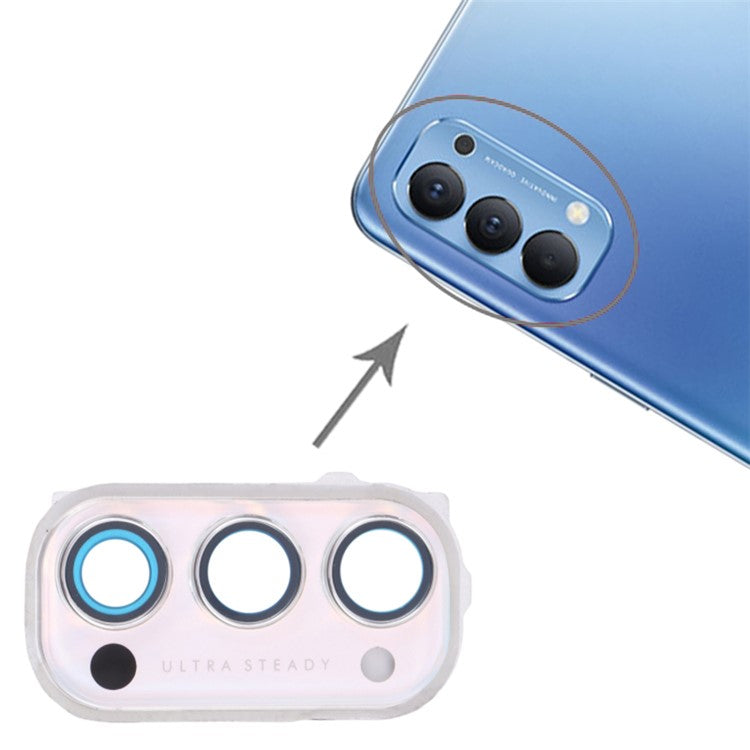 OEM Back Camera Lens Holder Cover with Glass Part (without Logo) for Oppo Reno4 5G PDPM00/PDPT00/CPH2091 - White