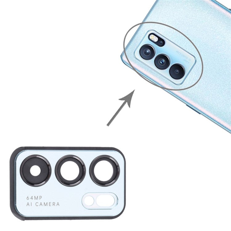 For Oppo Reno6 Pro 5G PEPM00, CPH2249 OEM Back Camera Lens Holder Cover with Glass Part (without Logo) - Blue