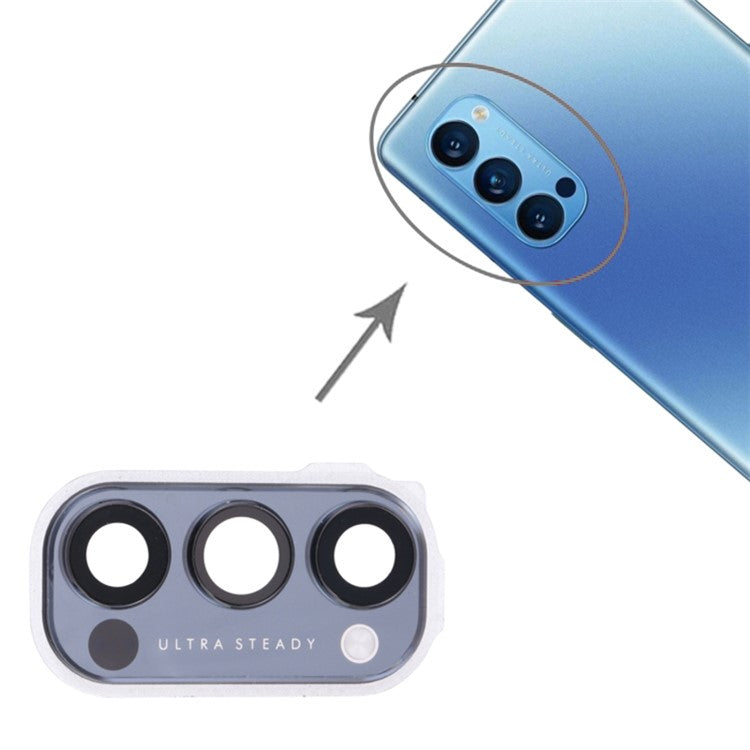 For Oppo Reno4 Pro 5G PDNM00, PDNT00, CPH2089 OEM Back Camera Lens Holder Cover with Glass Part (without Logo) - Black