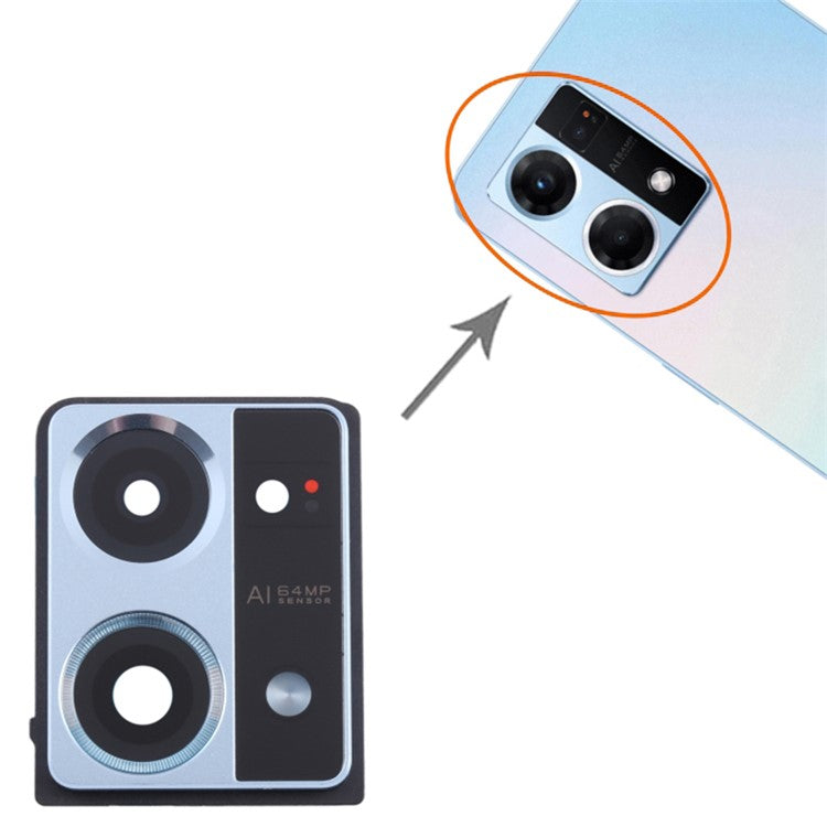 For Oppo Reno7 4G OEM Back Camera Lens Holder Cover with Glass Part (without Logo) - Blue