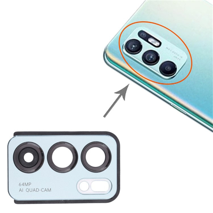 For Oppo Reno6 5G PEQM00 CPH2251 OEM Back Camera Lens Holder Cover with Glass Part (without Logo) - Blue