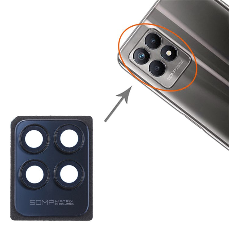 For Realme 8i OEM Back Camera Lens Holder Cover with Glass Part (without Logo) - Black