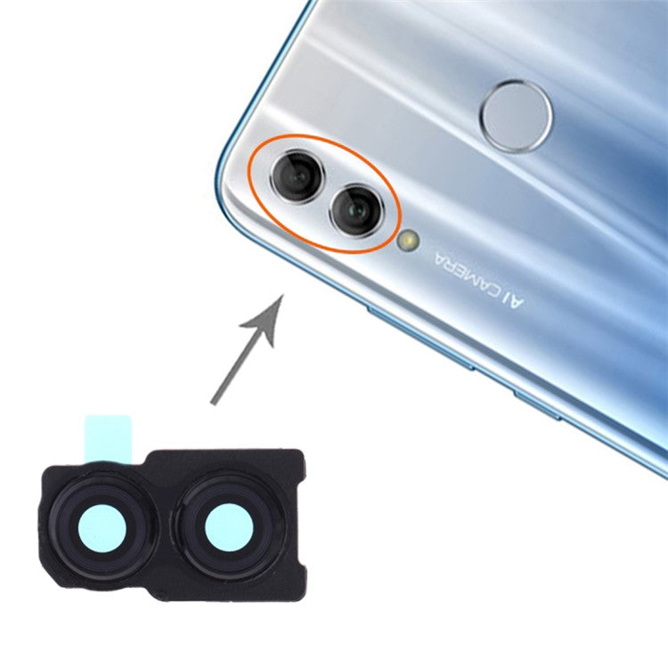 For Huawei Honor 10 Lite OEM Back Camera Lens Holder Cover with Glass Replacement Part (without Logo) - Black