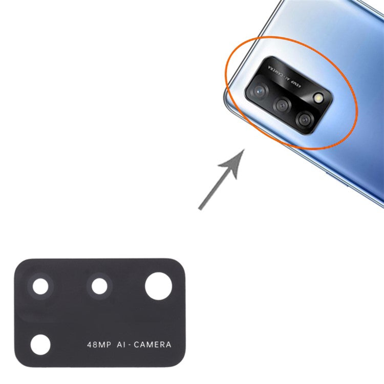 10Pcs For Oppo A74 4G / F19 Phone Rear Camera Lens Cover Replacement Part (without Logo)