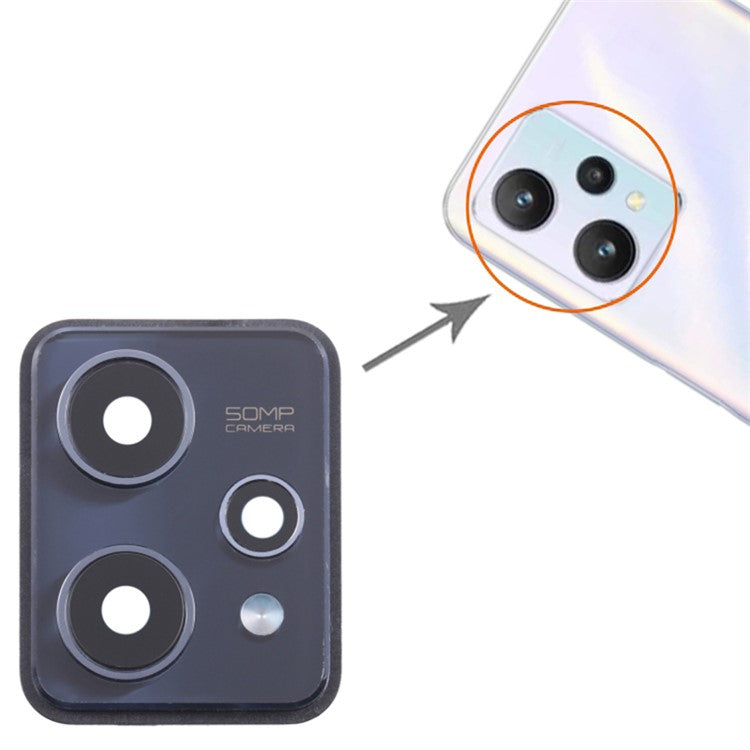 For Realme 9 5G OEM Back Camera Lens Holder Cover with Glass Replacement Part (without Logo) - Black
