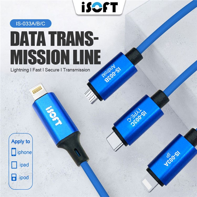 ISOFT IS-003B Data Transmission Cord Lightning to Micro-USB Data Copy Cable
