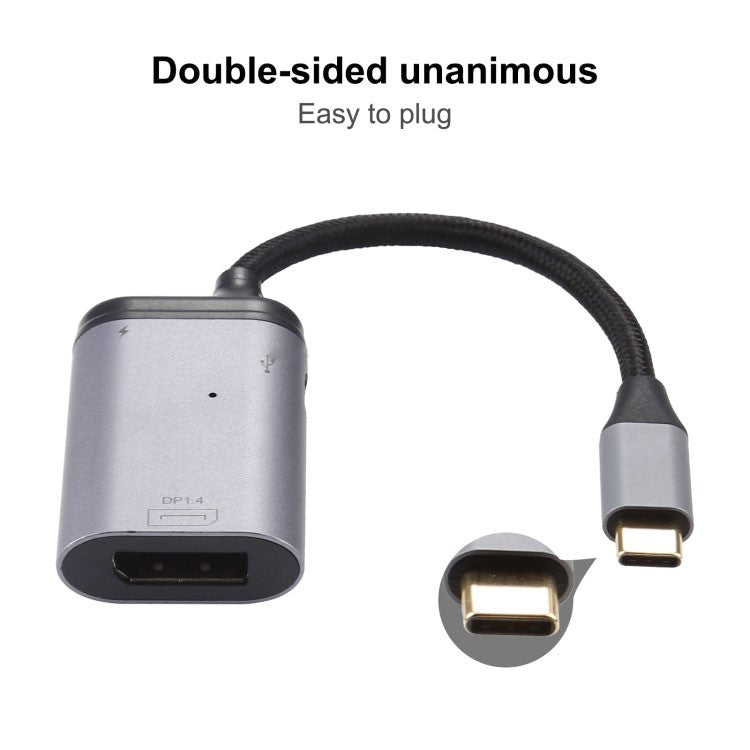 4K Type-C to DisplayPort 1.4 + PD Data Sync Adapter Cable USB-C to DP Male to Female Converter for HDTV