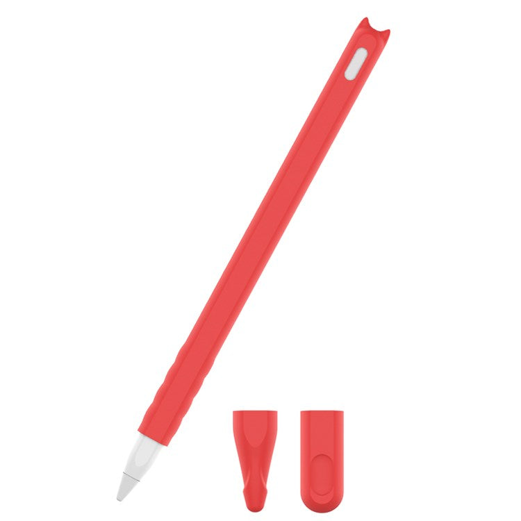 For Apple Pencil Pro / Pencil (2nd Generation) Soft Silicone Protective Pencil Case Wrap Cover Sleeve - Red