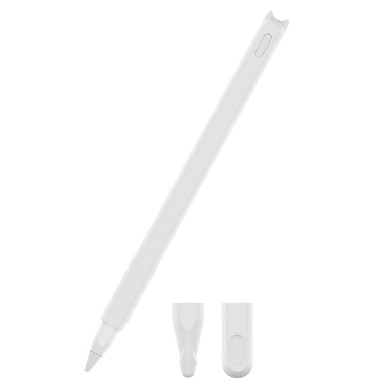 For Apple Pencil Pro / Pencil (2nd Generation) Soft Silicone Protective Pencil Case Wrap Cover Sleeve - White