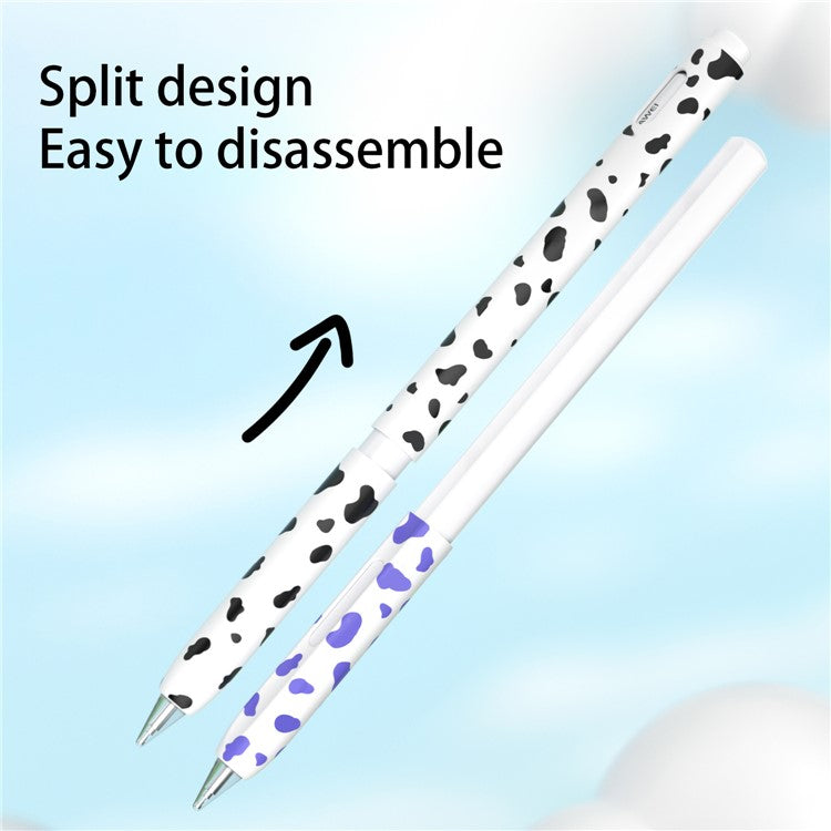 For Huawei M-Pencil 1st Generation Silicone Sleeve Cow Pattern Stylus Pen Protective Cover - Purple