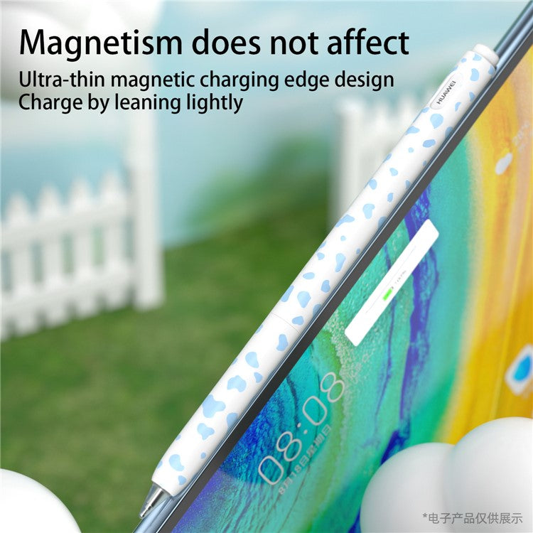 For Huawei M-Pencil 1st Generation Silicone Sleeve Cow Pattern Stylus Pen Protective Cover - Sky Blue