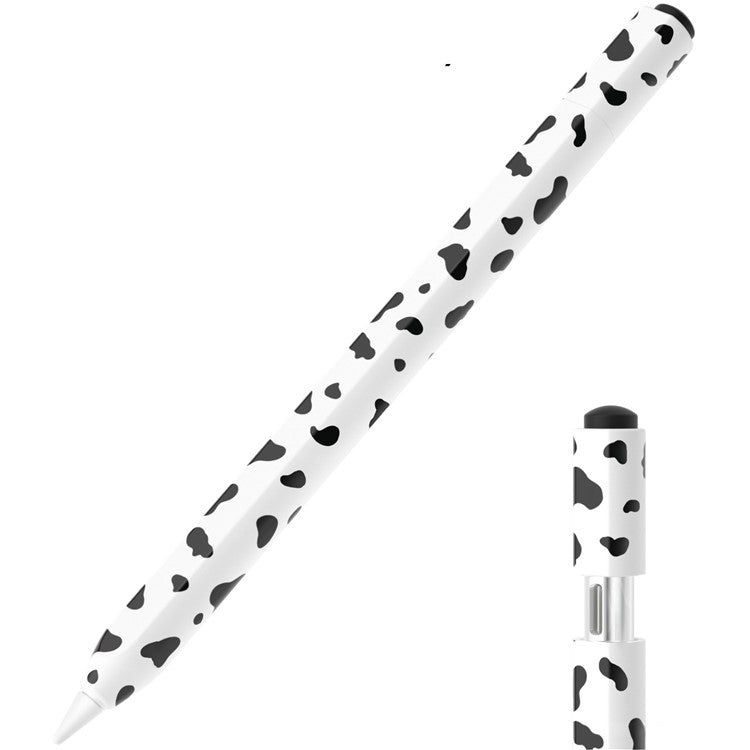 For Apple Pencil (USB-C) Silicone Case Cow Pattern Stylus Pen Protective Sleeve Cover - Black