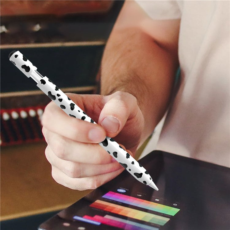 For Apple Pencil (USB-C) Silicone Case Cow Pattern Stylus Pen Protective Sleeve Cover - Black