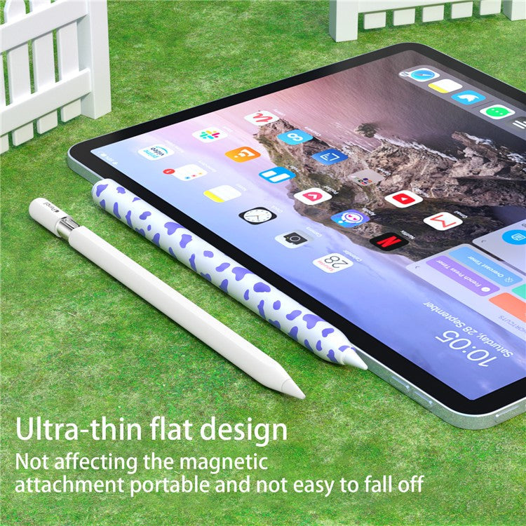 For Apple Pencil (USB-C) Silicone Case Cow Pattern Stylus Pen Protective Sleeve Cover - Black