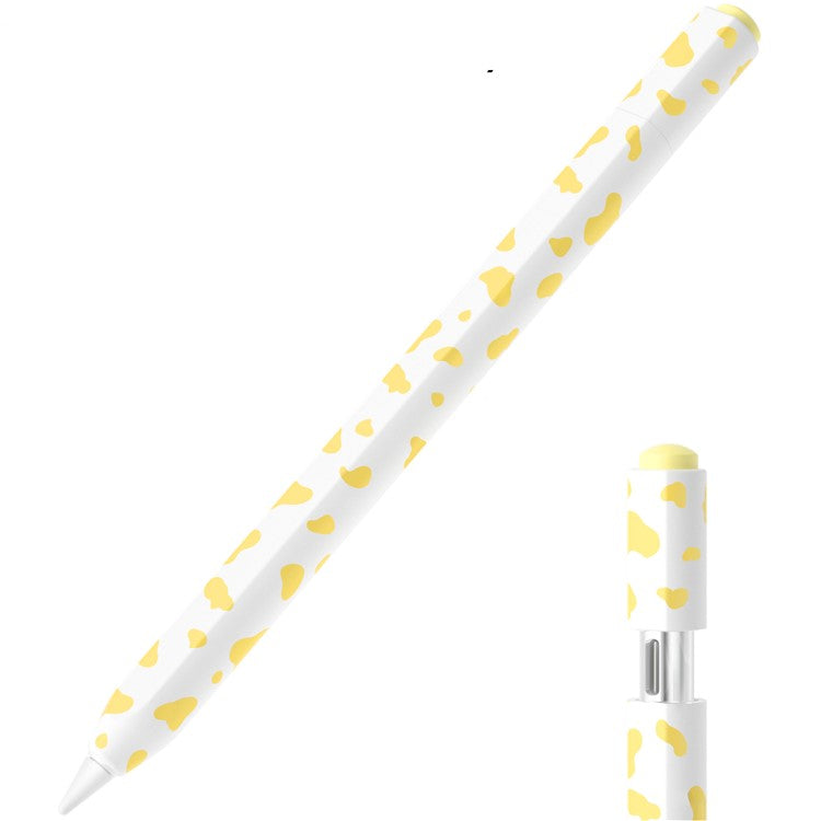 For Apple Pencil (USB-C) Silicone Case Cow Pattern Stylus Pen Protective Sleeve Cover - Yellow