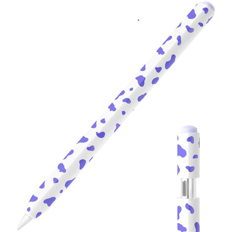 For Apple Pencil (USB-C) Silicone Case Cow Pattern Stylus Pen Protective Sleeve Cover - Purple