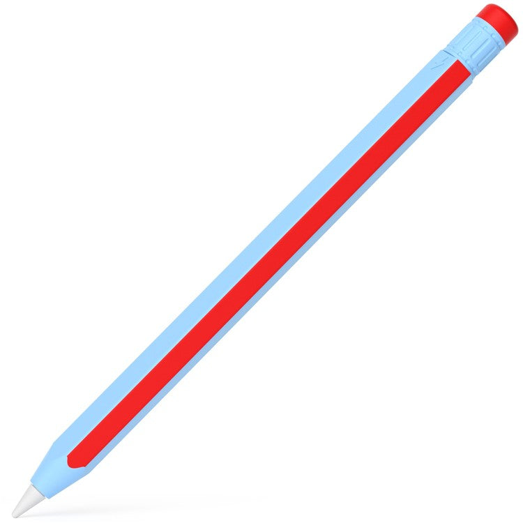 For Apple Pencil Pro / Pencil (2nd Generation) Stylus Pen Silicone Sleeve Dual Color Protective Cover - Blue+Red