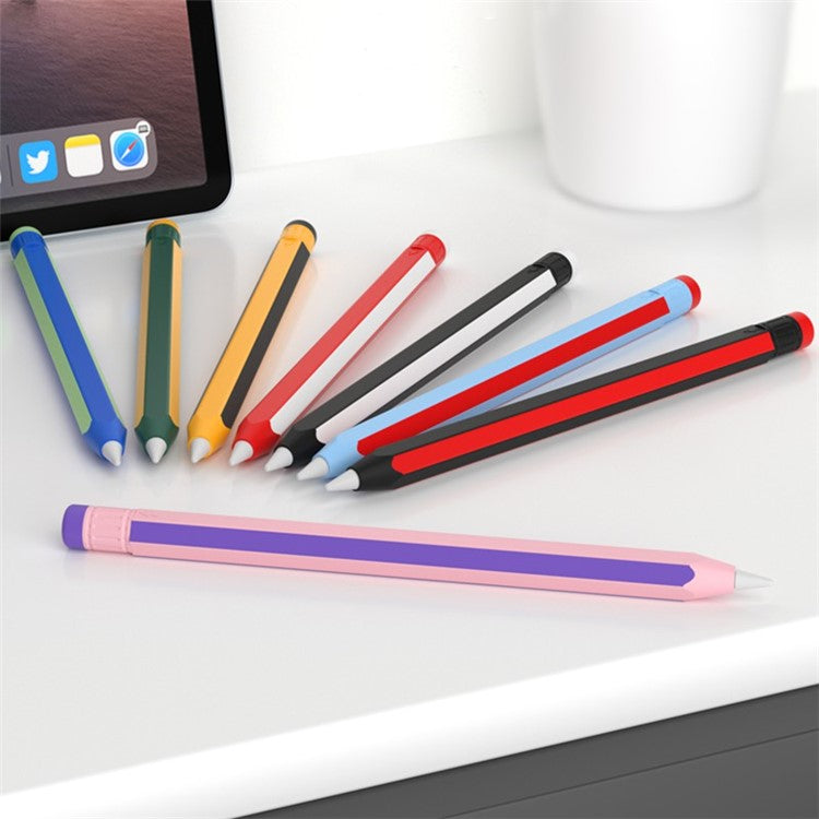 For Apple Pencil Pro / Pencil (2nd Generation) Stylus Pen Silicone Sleeve Dual Color Protective Cover - Blue+Red