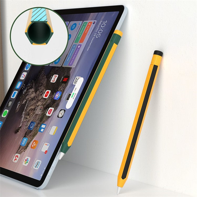 For Apple Pencil Pro / Pencil (2nd Generation) Stylus Pen Silicone Sleeve Dual Color Protective Cover - Green+Yellow