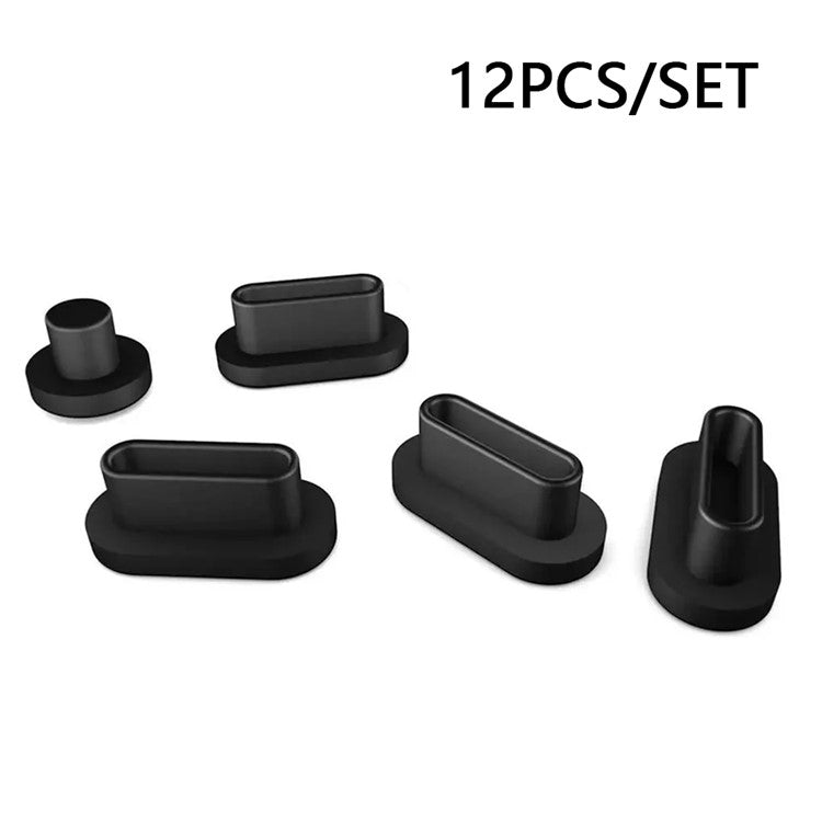 For Macbook Air / Macbook Air with Retina Display 12Pcs / Set Soft Silicone Dust Plug Laptop Interface Protective Caps - Black