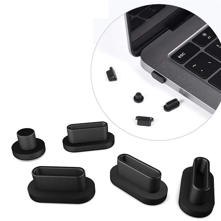 For Macbook Air / Macbook Air with Retina Display 12Pcs / Set Soft Silicone Dust Plug Laptop Interface Protective Caps - Black