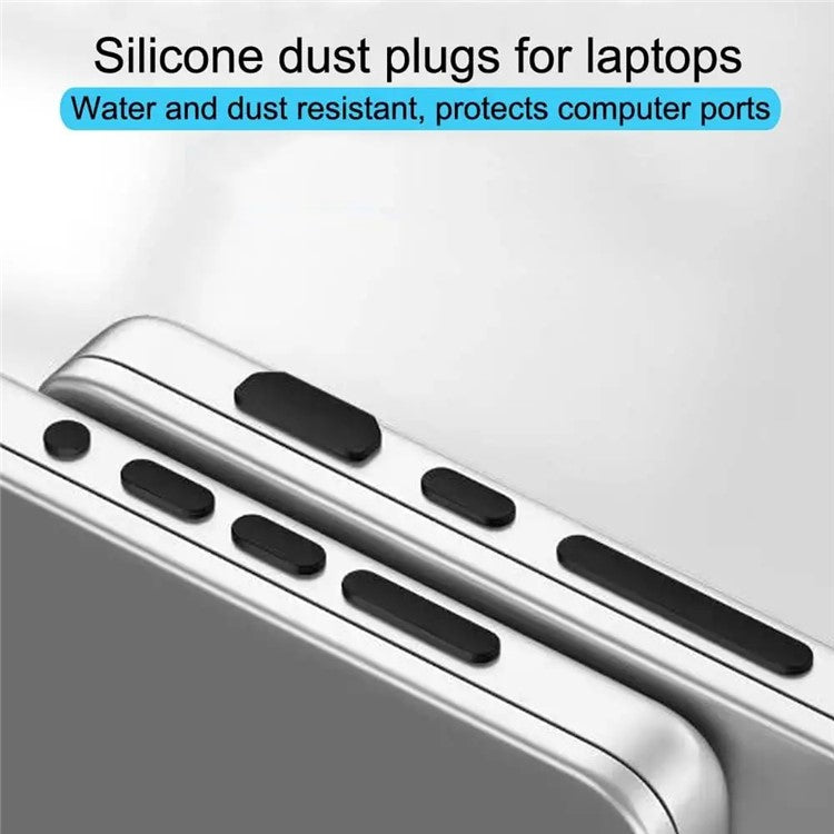 For Macbook Air / Macbook Air with Retina Display 12Pcs / Set Soft Silicone Dust Plug Laptop Interface Protective Caps - Black