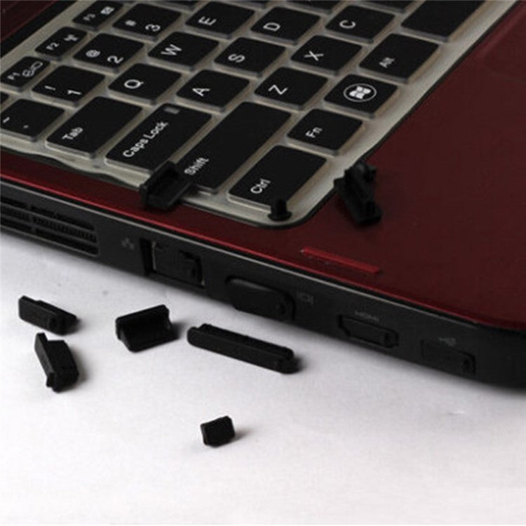For Macbook Air / Macbook Air with Retina Display 12Pcs / Set Soft Silicone Dust Plug Laptop Interface Protective Caps - Black