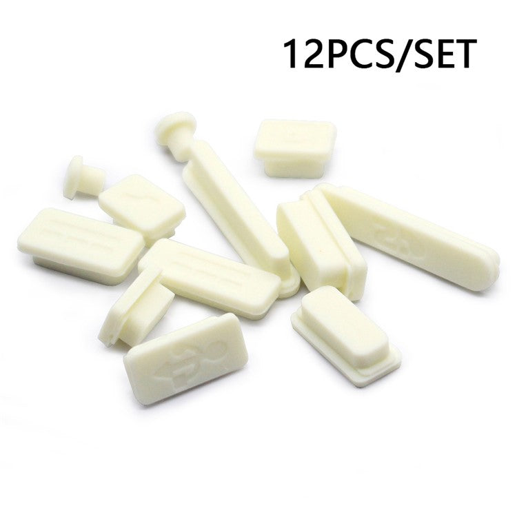 For Macbook Air / Macbook Air with Retina Display 12Pcs / Set Soft Silicone Dust Plug Laptop Interface Protective Caps - Cream White