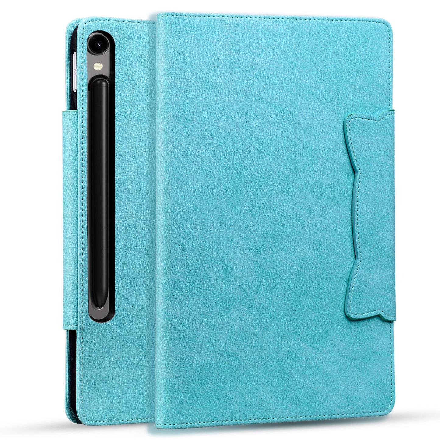 For Samsung Galaxy Tab S9 / Tab S9 FE / Tab S8 / Tab S7 Case Leather Tablet Cover with Card Pocket - Sky Blue