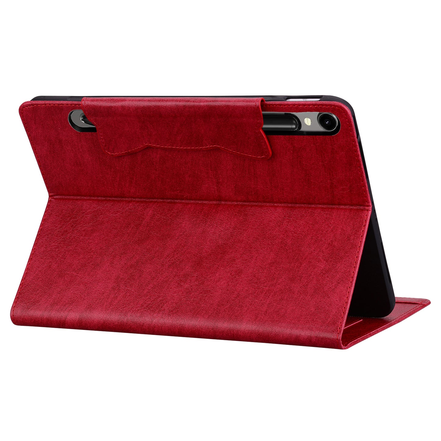 For Samsung Galaxy Tab S9 / Tab S9 FE / Tab S8 / Tab S7 Case Leather Tablet Cover with Card Pocket - Red