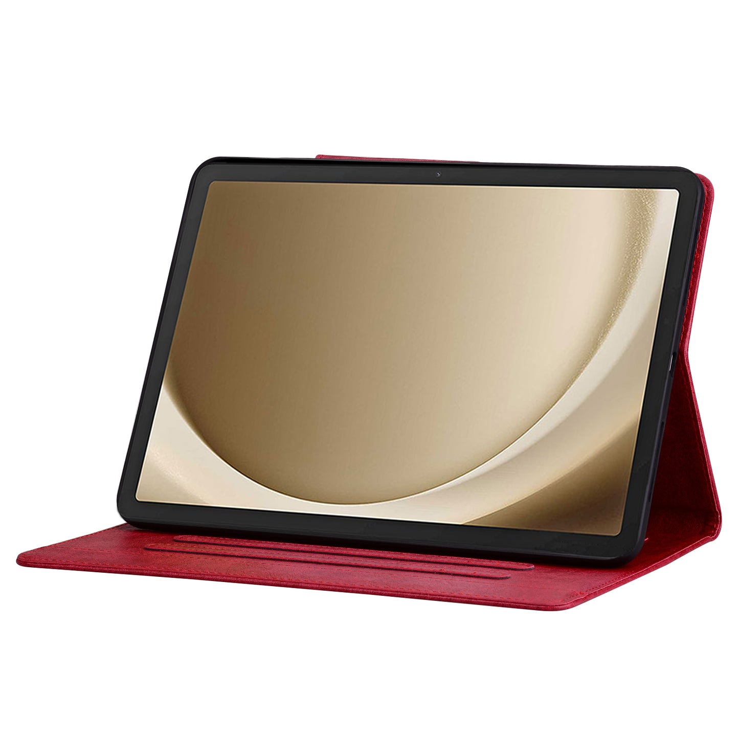 For Samsung Galaxy Tab S9 / Tab S9 FE / Tab S8 / Tab S7 Case Leather Tablet Cover with Card Pocket - Red