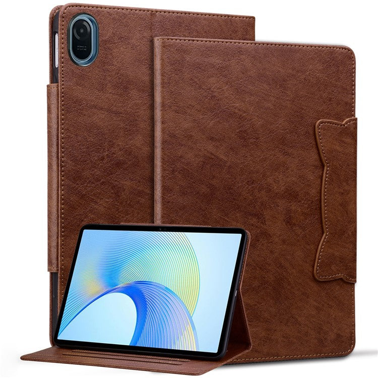 For Honor Pad 8 Stand Case Magnetic Clasp PU Leather Tablet Cover with Card Slots - Brown