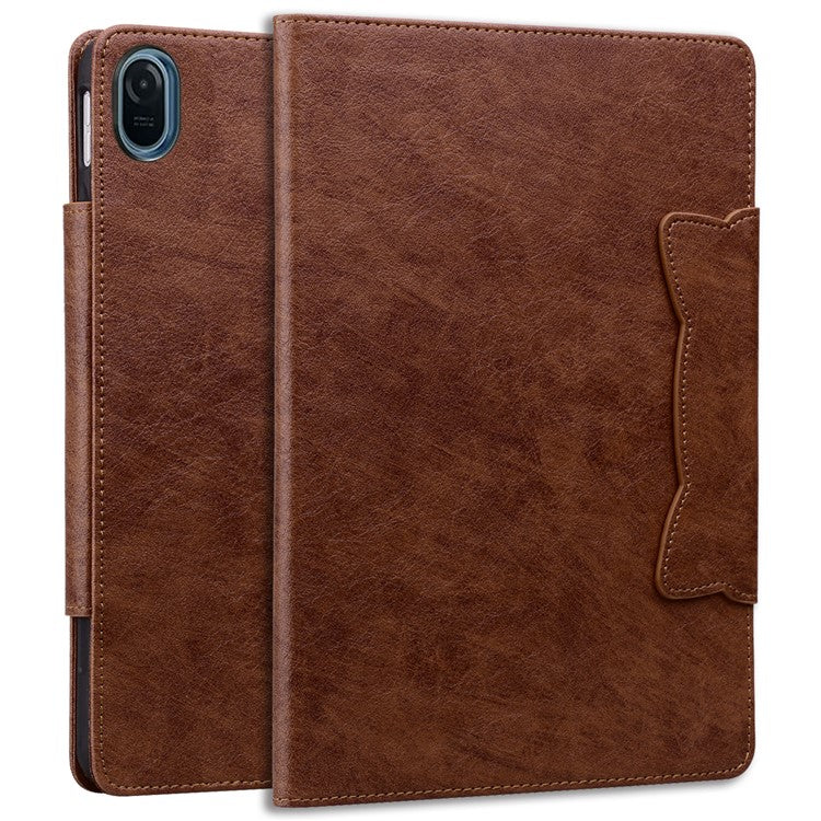 For Honor Pad 8 Stand Case Magnetic Clasp PU Leather Tablet Cover with Card Slots - Brown