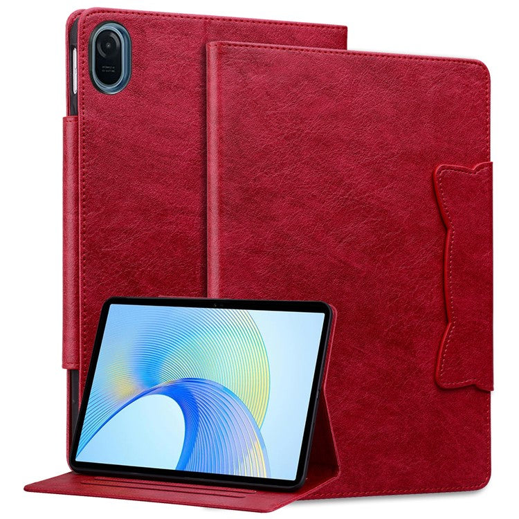 For Honor Pad 8 Stand Case Magnetic Clasp PU Leather Tablet Cover with Card Slots - Red