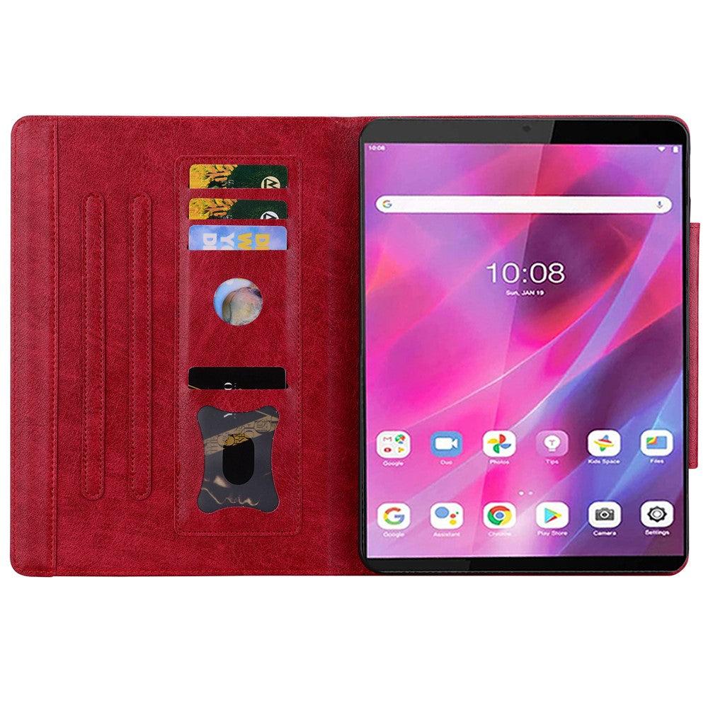 For Lenovo Tab M8 (HD) / M8 (FHD) / M8 (3rd Gen) Stand Case PU Leather Tablet Cover with Card Holder - Red