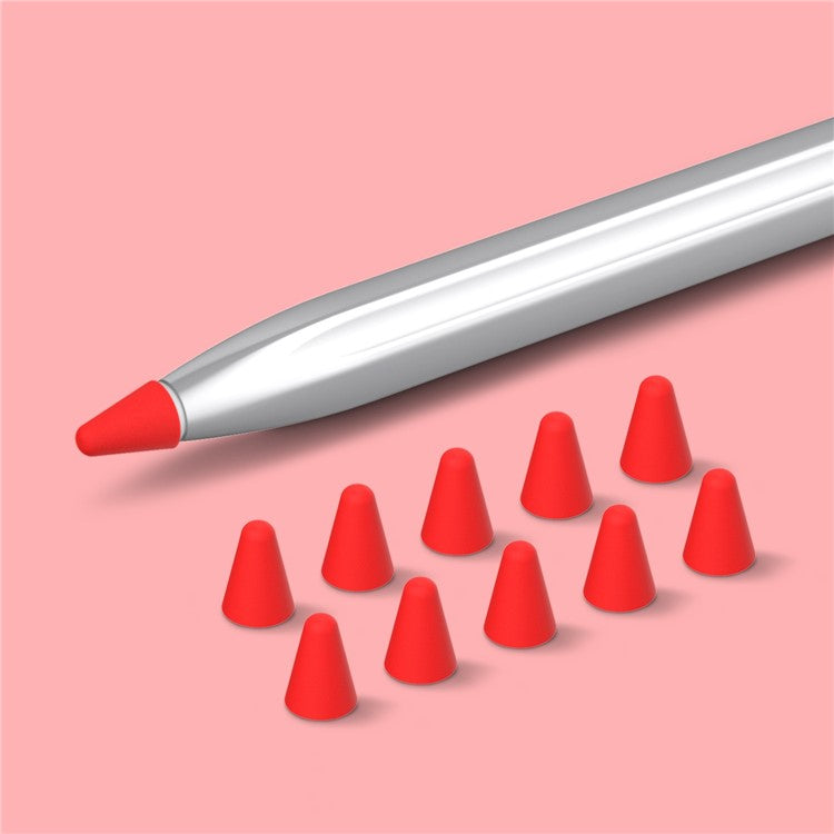 For Huawei M-Pencil 2nd / 1st Generation 10Pcs Touch Screen Stylus Pen Nib Sleeve Silicone Pen Tip Cover - Red