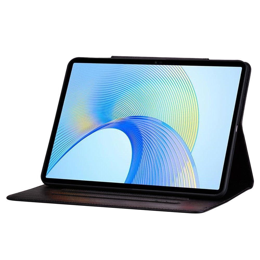 For Lenovo Tab P12 Shockproof Case Magnetic Clasp PU Leather Tablet Cover with Card Slots - Black