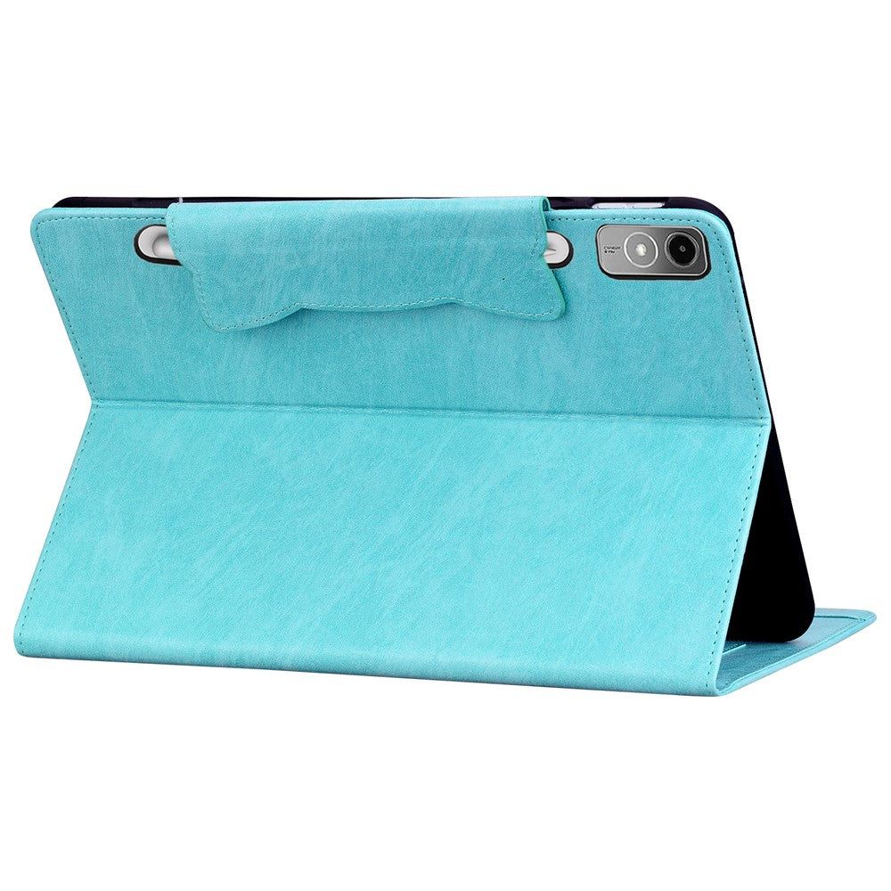For Lenovo Tab P12 Shockproof Case Magnetic Clasp PU Leather Tablet Cover with Card Slots - Sky Blue
