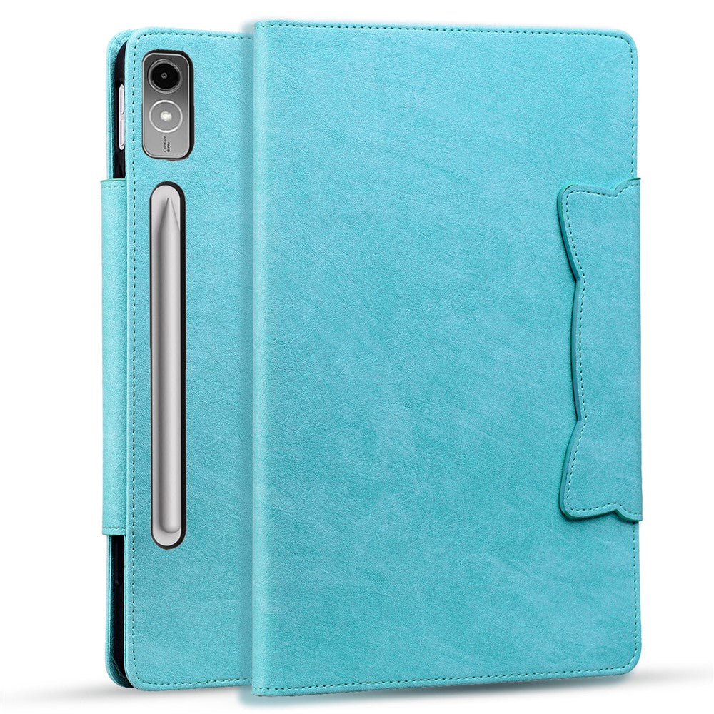 For Lenovo Tab P12 Shockproof Case Magnetic Clasp PU Leather Tablet Cover with Card Slots - Sky Blue