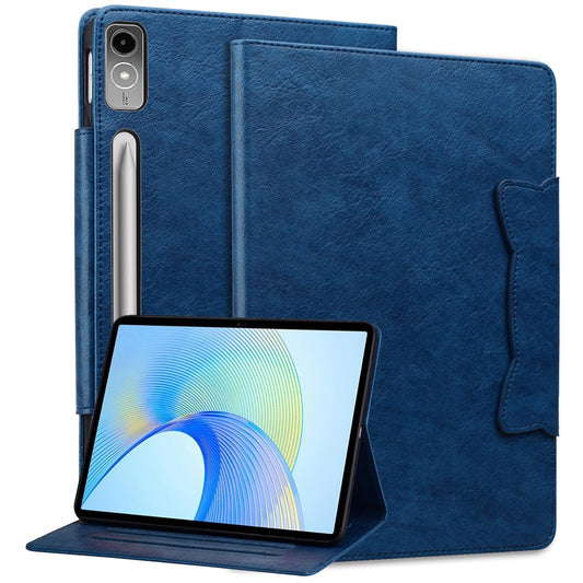 For Lenovo Tab P12 Shockproof Case Magnetic Clasp PU Leather Tablet Cover with Card Slots - Blue
