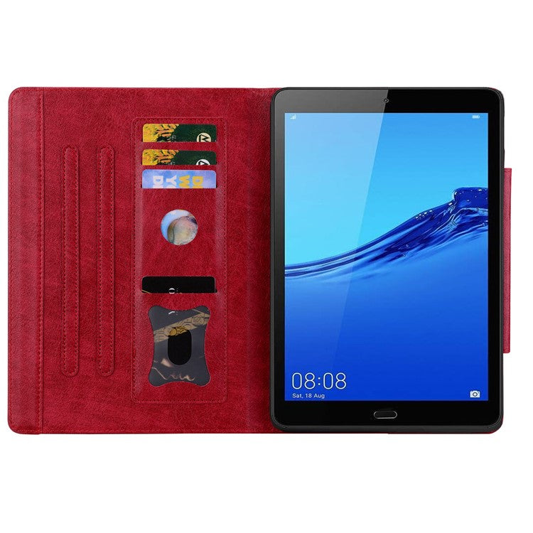 For Huawei MediaPad M5 8 (8.4-inch) Case PU Leather Folio Stand Tablet Cover Cute Magnetic Clasp - Red