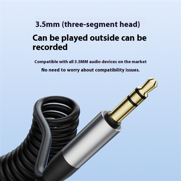 Type-C / 8-Pin Male to 3.5mm Male Spring Audio Cable Wireless Microphone Speaker Connection Cable - Silver