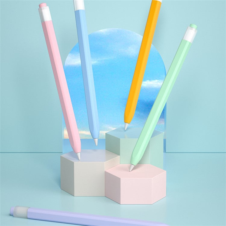 For Apple Pencil (1st Generation) Jelly Stylus Pen Silicone Sleeve Protective Cover (Short Version) - Sky Blue