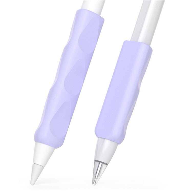 2Pcs Silicone Sleeve for Apple Pencil, Huawei M-Pencil Series Stylus Cover Grip Holder - Purple