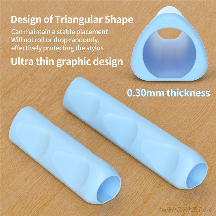 2Pcs Silicone Sleeve for Apple Pencil, Huawei M-Pencil Series Stylus Cover Grip Holder - Blue