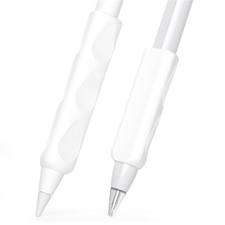 2Pcs Silicone Sleeve for Apple Pencil, Huawei M-Pencil Series Stylus Cover Grip Holder - White