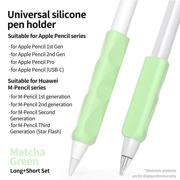2Pcs Silicone Sleeve for Apple Pencil, Huawei M-Pencil Series Stylus Cover Grip Holder - Green
